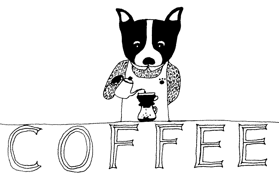 コーヒーを淹れる犬